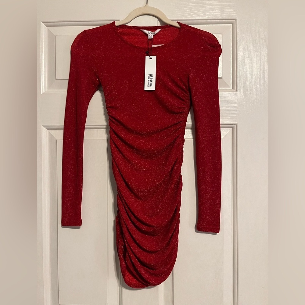 BB Dakota Sparkling Red Long Sleeve Dress